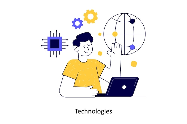 Technologies Style Plat Conception Illustration Vectorielle Illustration De Stock