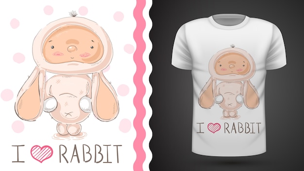 Vecteur tee-shirt bébé mignon lapin - idée d'impression