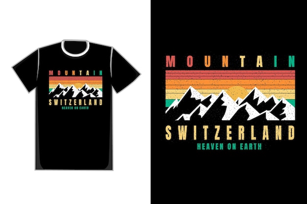 Tee Shirt Blanc Montagne Suisse Paradis Sur Terre