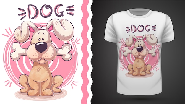 Tee-shirt Chien Mignon Avec Os - Idée D'impression