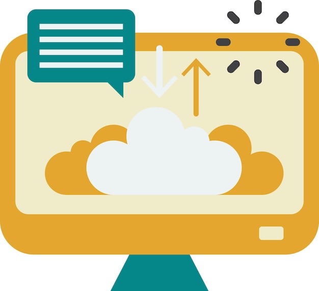 Téléchargement de données par une illustration d'ordinateur de bureau dans un style minimal