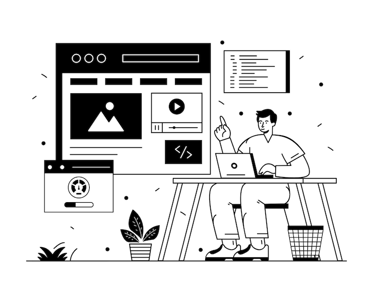 Vecteur téléchargement de vecteur d'illustration solide de développement d'applications