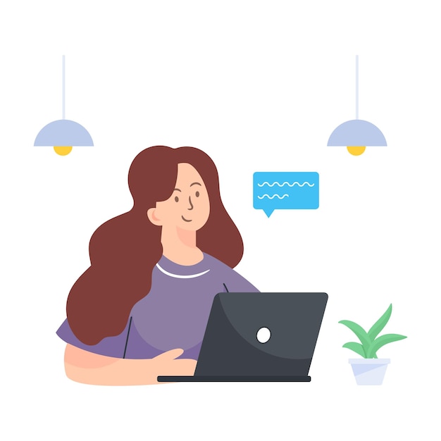 Téléchargement de vecteur à la mode d'illustration plate d'étudiant en ligne