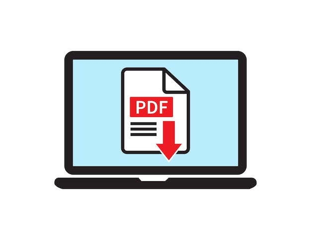 Télécharger le fichier pdf sur l'écran d'un ordinateur portable Informations sur le format Web du symbole du document