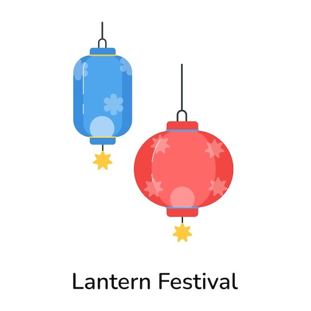 Vecteur téléchargez cette icône plate du festival des lanternes