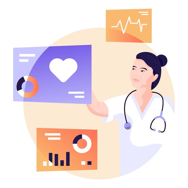 Téléchargez l'illustration plate premium du cardiologue
