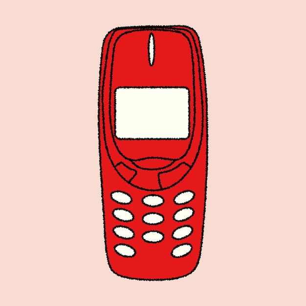 Téléphone à l'ancienne Vector dessiné à la main Tous les éléments sont isolés Concept électronique vintage