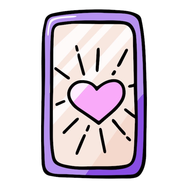 Téléphone Avec Coeur Sur L'écran Concept D'application De Rencontres. Message Romantique. Symbole D'amour