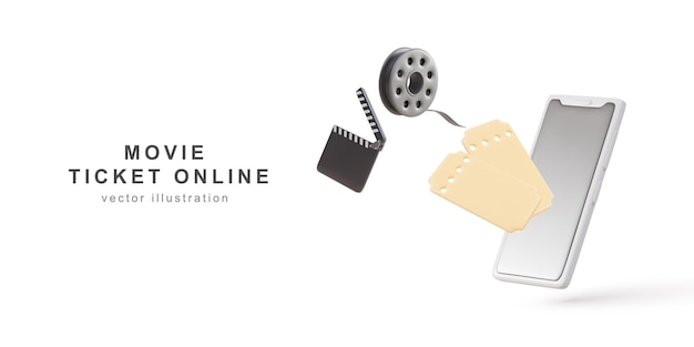 Téléphone Réaliste 3d Pour Commander Un Billet De Cinéma En Ligne Cinéma Mobile