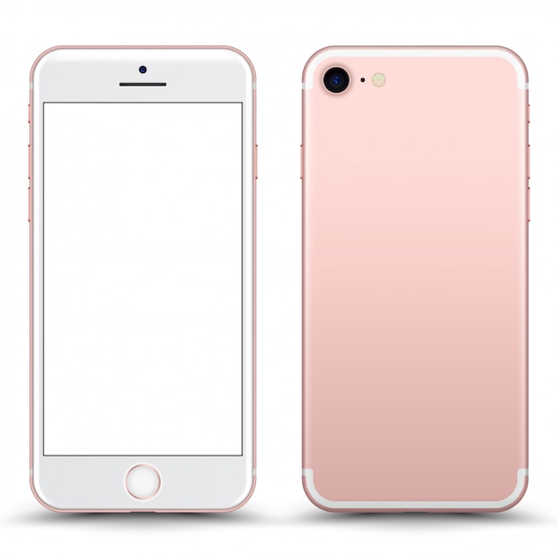 Téléphone Rosegold Avec écran Blanc Isolé.