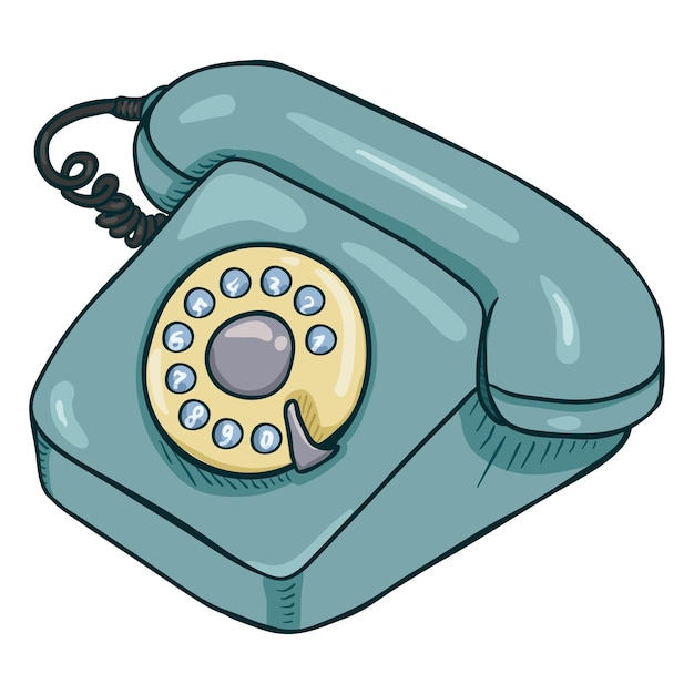 Vecteur téléphone rotatif de style rétro turquoise vector cartoon