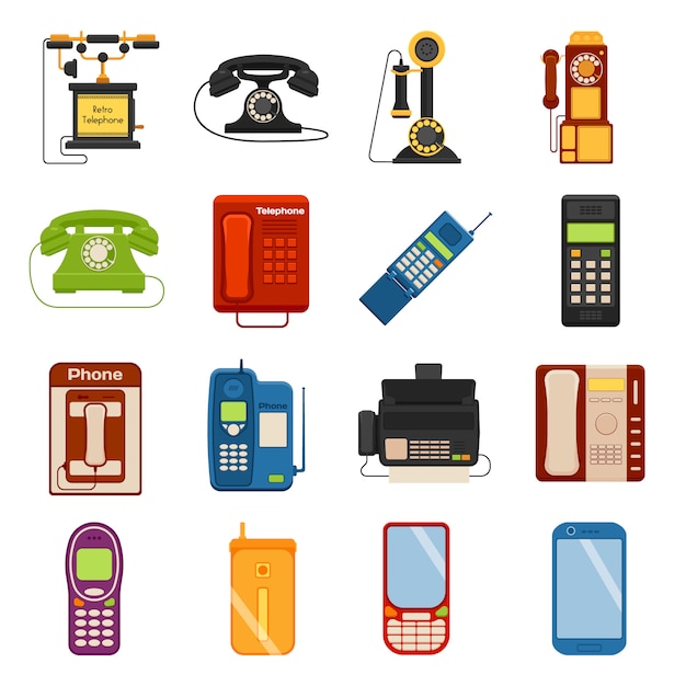 Téléphones appeler contact et jeu d'icônes de téléphones d'affaires