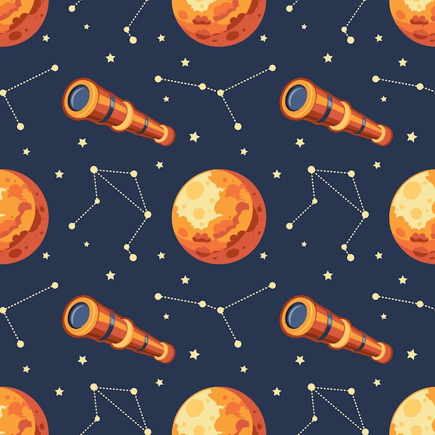 Téléscope à Motif Homogène Planète Et éclipse Solaire Lune Arrière-plan Pour Enfants Scrapbooking