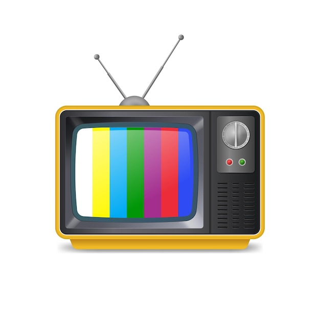 Téléviseur réaliste 3D rétro détaillé avec antenne vectorielle