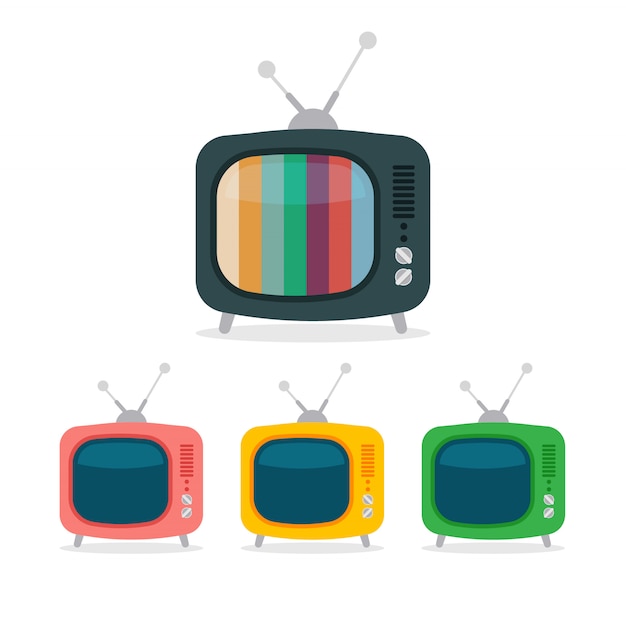 Téléviseur rétro de dessin animé. Icône de télévision de bruit de couleur dans un style plat isolé.