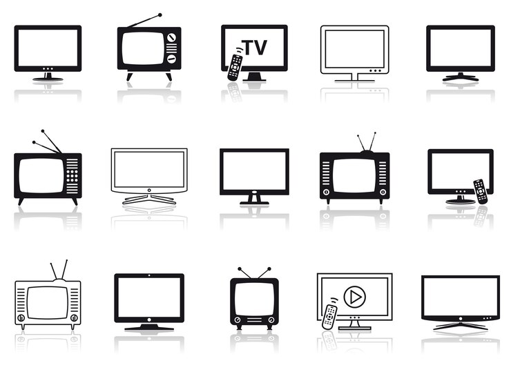 Vecteur téléviseur vectoriel moderne et vintage