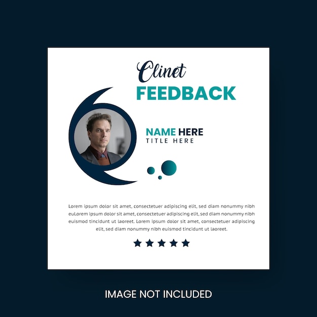 Témoignage de client ou de client Post de conception sur les médias sociaux Feedback sur le service à la clientèle Post d'examen