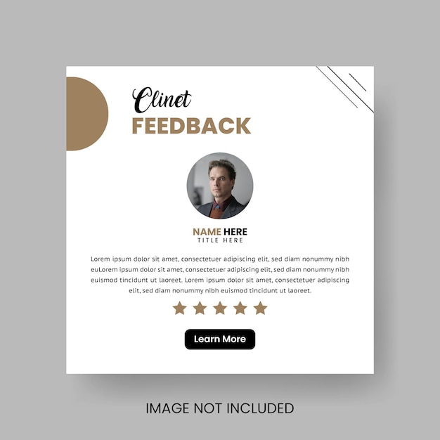 Témoignage de client ou de client Post de conception sur les médias sociaux Feedback sur le service à la clientèle Post d'examen