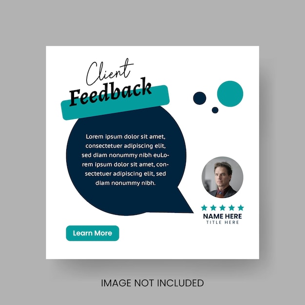 Témoignage de client ou de client Post de conception sur les médias sociaux Feedback sur le service à la clientèle Post d'examen