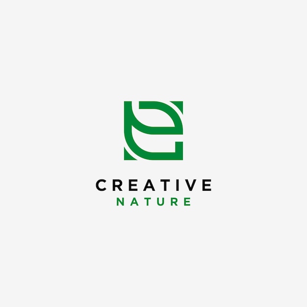 Template Design logo de la lettre E Nature Leaf