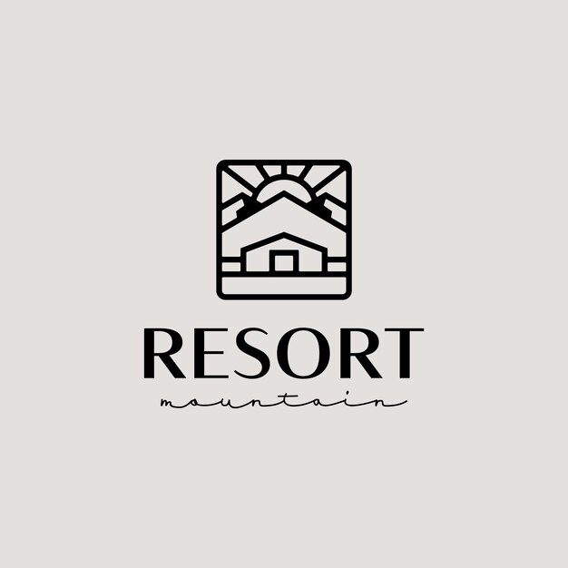 Vecteur template du logo de mountain house resort symbole créatif premium universel illustration vectorielle créatif modèle de conception minimale symbole pour l'identité commerciale de l'entreprise