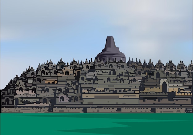 Vecteur le temple de borobudur, célèbre patrimoine mondial, vecteur pour la conception de l'arrière-plan