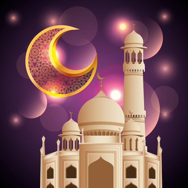 Vecteur temple eid mubarak