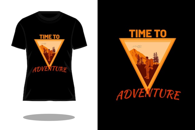 Vecteur temps de conception de t-shirt vintage silhouette aventure