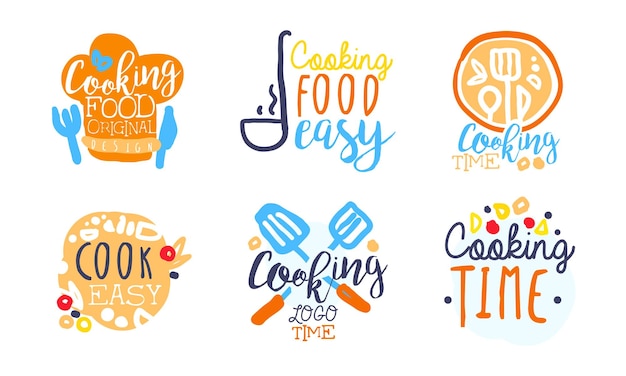 Temps de cuisson et préparation des aliments Set vectoriel de conception du logo