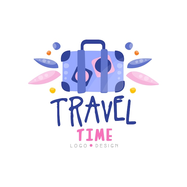 Temps de voyage logo design été vacances week-end tour aventures agence touristique étiquette créative vecteur Illustration isolé sur fond blanc