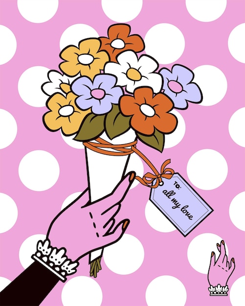 Tenant Un Bouquet De Conception D'affiche De Fleur