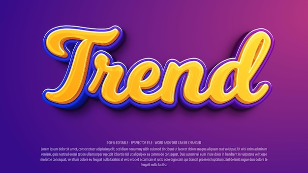 tendance effet de texte modifiable 3d