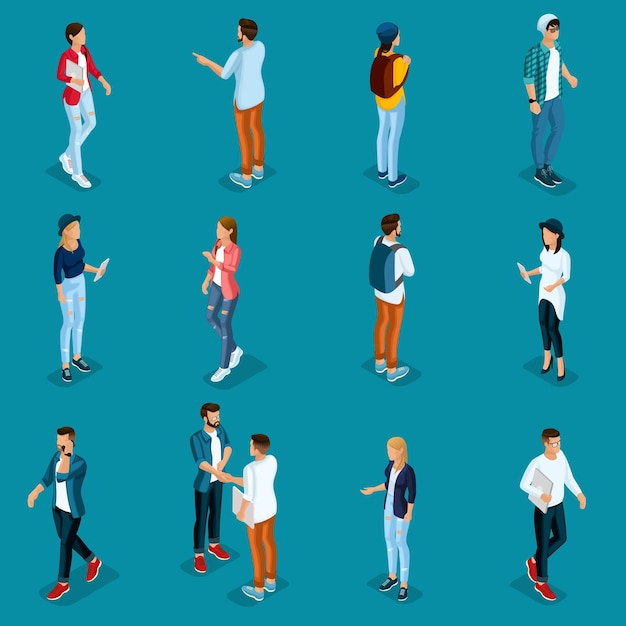 Tendance isométrie 3D personnes hommes d'affaires adolescents électeurs Indépendants