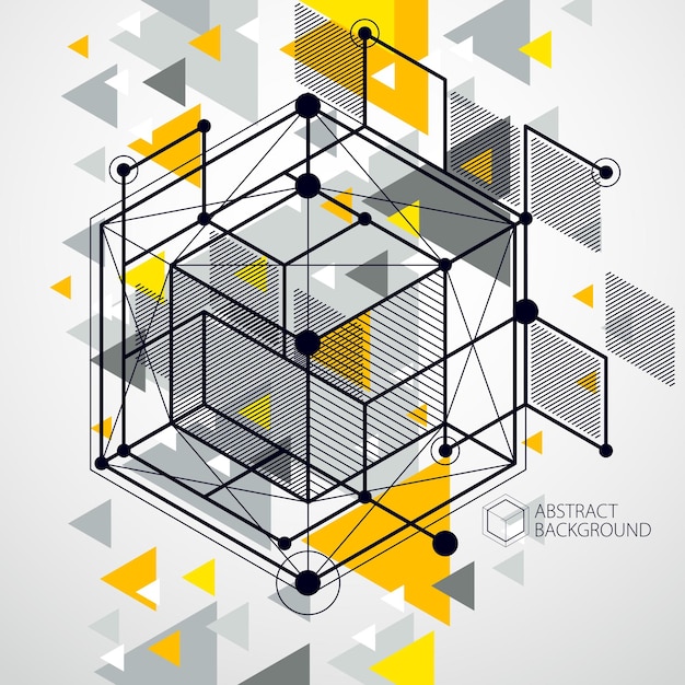 Tendance Motif Géométrique Isométrique Fond Jaune Avec Des Blocs Et Des Cubes Lumineux. Le Plan Technique Peut être Utilisé Dans La Conception Web Et Comme Fond D'écran Ou Arrière-plan. Arrière-plan Parfait Pour Vos Projets De Conception.