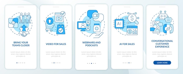 Tendances des ventes écran d'application mobile d'intégration bleu