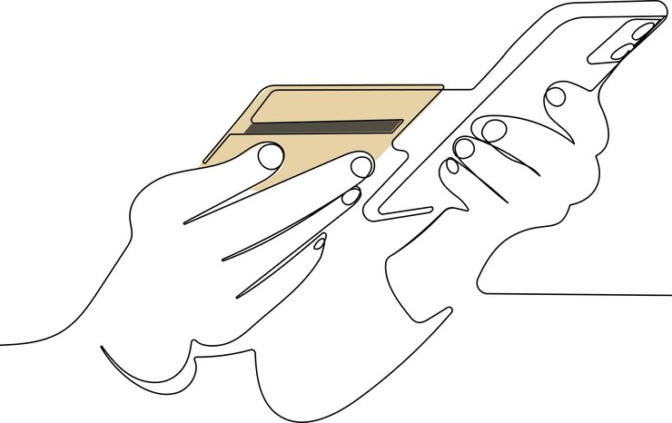 Vecteur tenir une carte de crédit et un smartphone