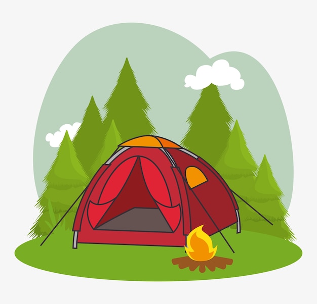 Tente Camping Isolé Icône Vector Illustration Design