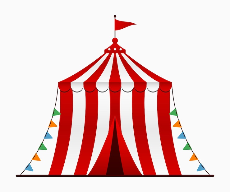 Vecteur tente de cirque arène de cirque avec un dôme dans le style de dessin animé illustration vectorielle