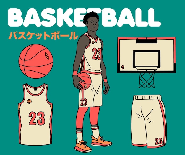 Vecteur tenue de basket-ball et équipement vector illustration