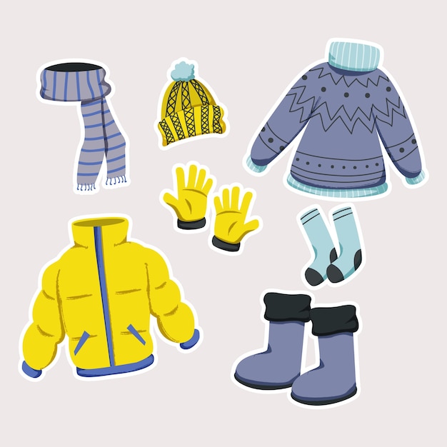 Vecteur tenue d'hiver du jour doodle