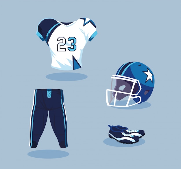 Vecteur tenue de joueur de football américain en bleu et blanc