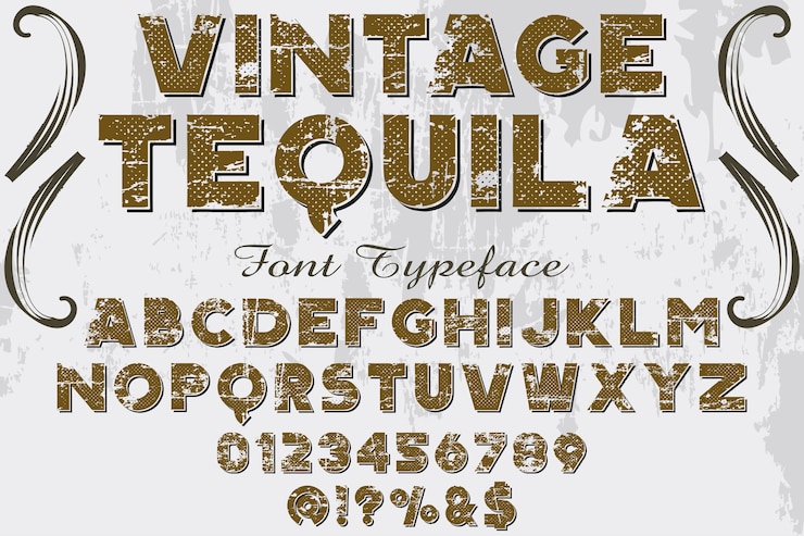 Vecteur tequila design étiquette de police vintage