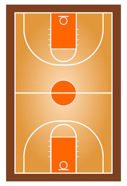 Vecteur terrain de basket en bois réaliste. fond de cour en bois champ de parquet isométrique