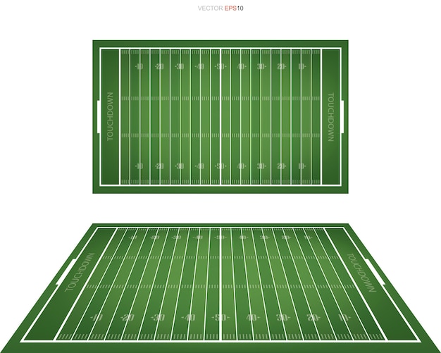 Vecteur terrain de football américain avec zone de motif de ligne pour le fond. vues en perspective du terrain de football. illustration vectorielle.