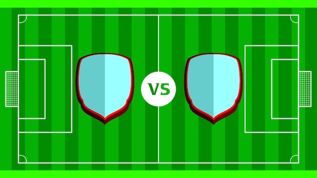 Vecteur un terrain de football avec un bouclier et le mot « sport » dessus.