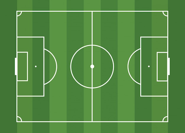 Un Terrain De Football Isolé Pour Un Jeu De Balle Sur Un Fond Vert Rayé. Un Sport De Compétition Sur La Pelouse. Stade Avec Des Marques.