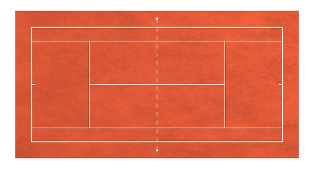 Vecteur terrain de tennis en gravier standard taille du terrain de tennis réglementaire en gravier orange