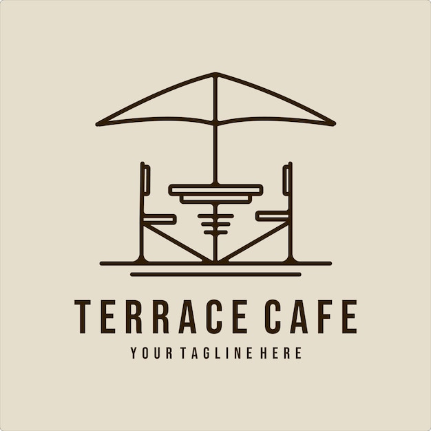 Terrasse Café Ligne Art Logo Vector Illustration Design
