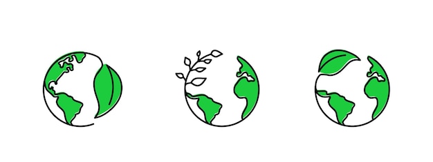 Terre Avec Icône De Feuille Sur Fond Blanc Illustration Signe De Concept écologique