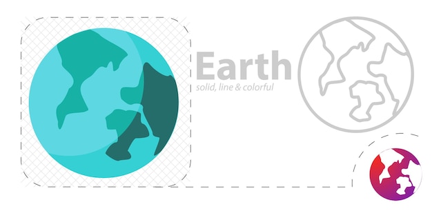 Terre Illustration Plate Isolée Icône De Ligne De Globe Terrestre